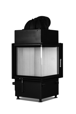 HOXTER KV ECKA 51/51/51, otváracie dvierka, liatinová kupola, čierne, ľavá, dvojité presklenie, ľavé otváranie (pánty vľavo)