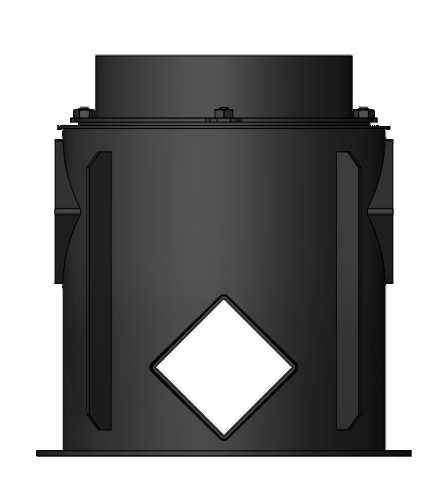 HOXTER KV ECKA 51/51/51, otváracie dvierka, oceľový výmenník 90°, čierne, ľavá, jednoduché presklenie, ľavé otváranie (pánty vľavo)