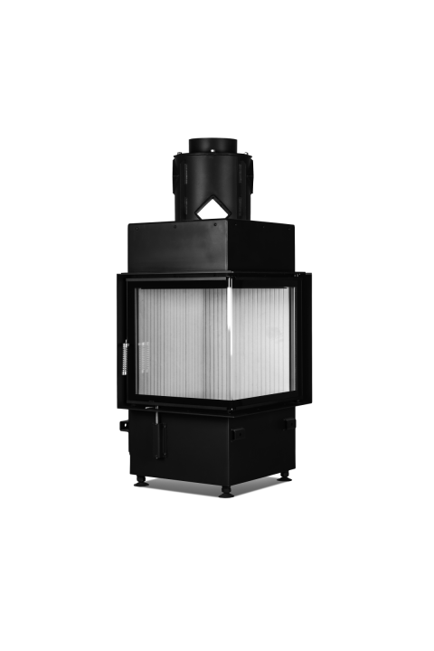 HOXTER KV ECKA 51/51/51, otváracie dvierka, oceľový výmenník 90°, čierne, pravá, jednoduché presklenie, pravé otváranie (pánty vpravo)