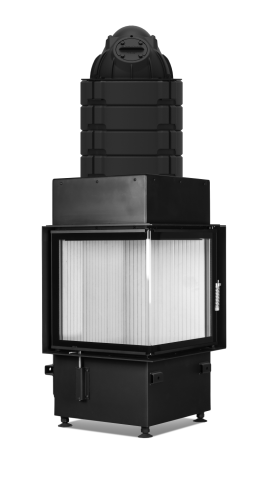 HOXTER KV ECKA 51/51/51, otváracie dvierka, sada prstencov, čierne, ľavá, jednoduché presklenie, ľavé otváranie (pánty vľavo)