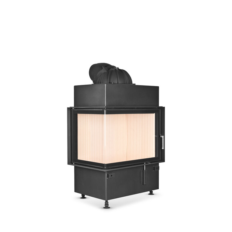 HOXTER KV ECKA 67/45/51, otváracie dvierka, oceľový výmenník 90°, čierne, ľavá, dvojité presklenie, ľavé otváranie (pánty vľavo)