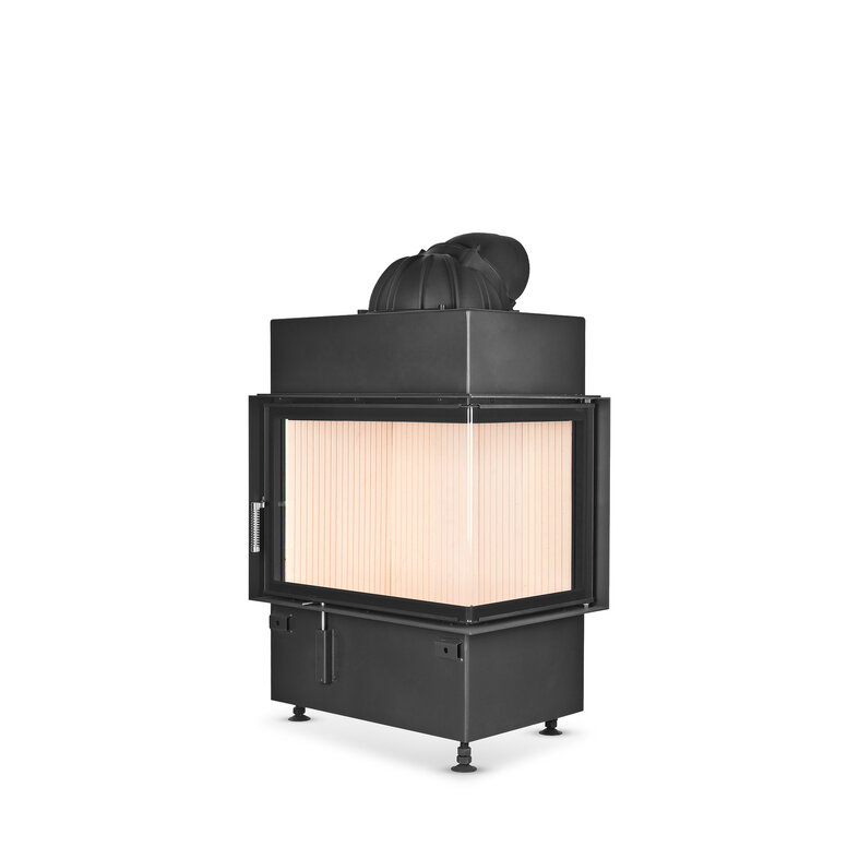 HOXTER KV ECKA 67/45/51, otváracie dvierka, oceľový výmenník 90°, čierne, pravá, dvojité presklenie, pravé otváranie (pánty vpravo)