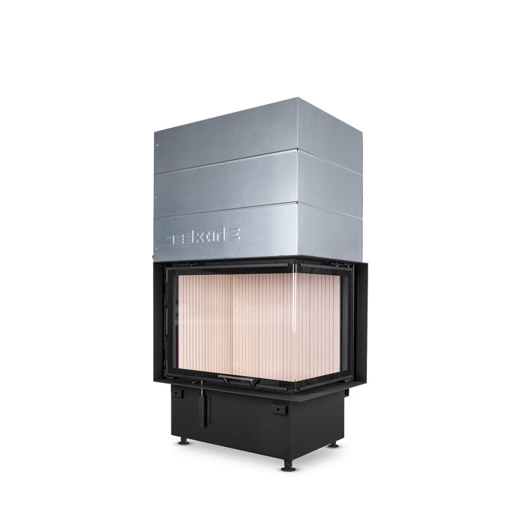 HOXTER KV ECKA 67/45/51h, horevýsuvné dvierka, kupola, čierne, pravá, dvojité presklenie