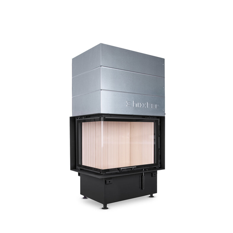 HOXTER KV ECKA 67/45/51h, horevýsuvné dvierka, oceľový výmenník 90°, čierne, ľavá, dvojité presklenie