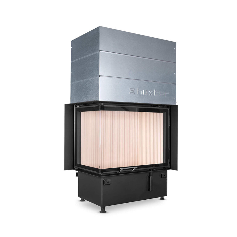 HOXTER KV ECKA 76/45/57h, horevýsuvné dvierka, oceľový výmenník 90°, čierne, ľavá, dvojité presklenie