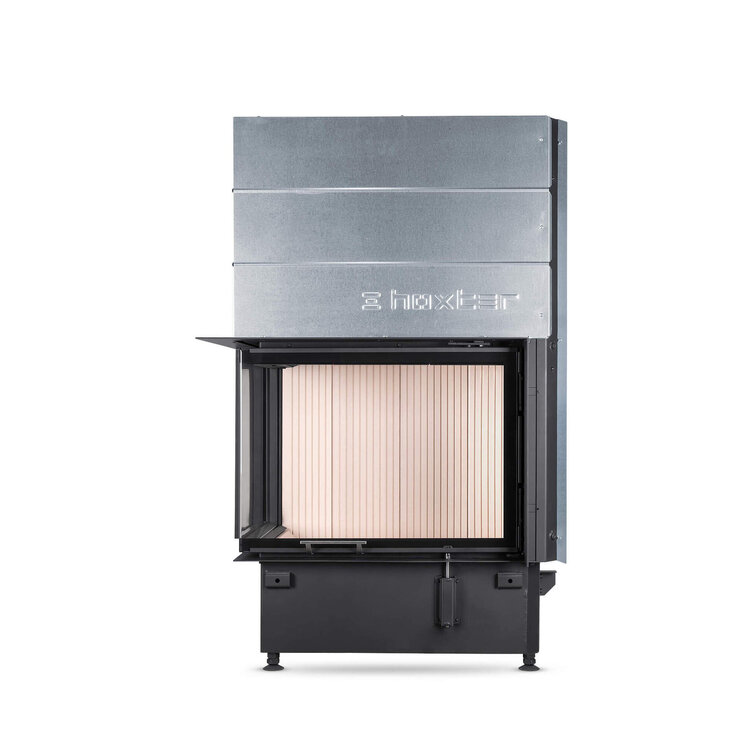 HOXTER KV ECKA 76/45/57h, horevýsuvné dvierka, oceľový výmenník 90°, čierne, ľavá, dvojité presklenie