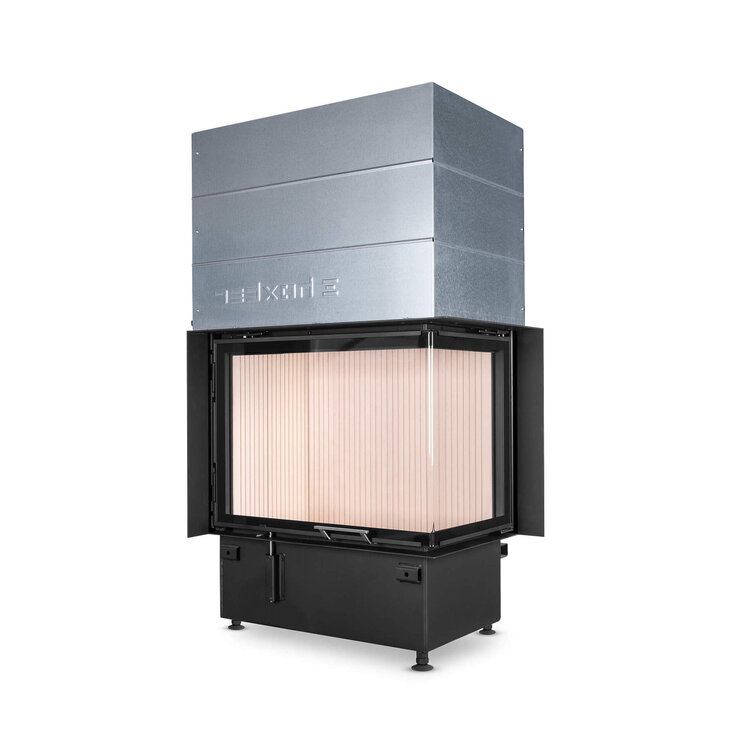 HOXTER KV ECKA 76/45/57h, horevýsuvné dvierka, oceľový výmenník 90°, čierne, pravá, dvojité presklenie