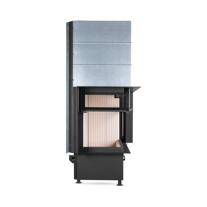 HOXTER KV ECKA 76/45/57h, horevýsuvné dvierka, sada prstencov, čierne, ľavá, dvojité presklenie