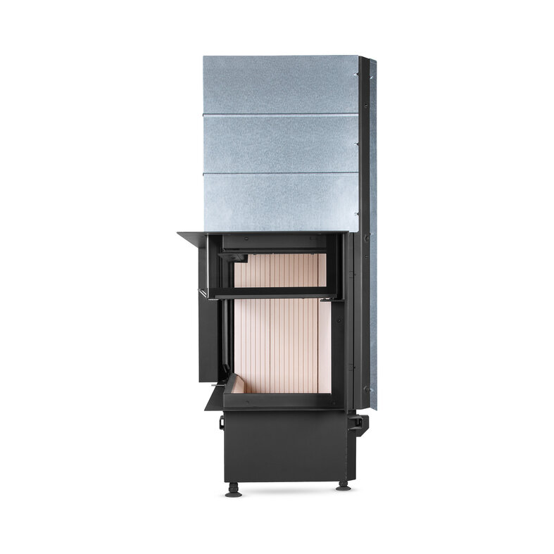 HOXTER KV ECKA 76/45/57h, horevýsuvné dvierka, sada prstencov, čierne, pravá, dvojité presklenie