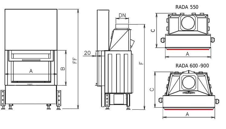 Kobok Chopok L VD 620/450 L VD 8 kW rovné dvierka - výsuvné.