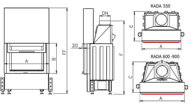 Kobok Chopok L VD 620/450 L VD 8 kW rovné dvierka - výsuvné.