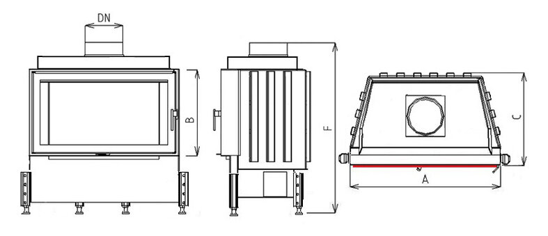 Kobok Kazeta L LD 780/450, 7 kW rovné dvierka- otváranie do strany .