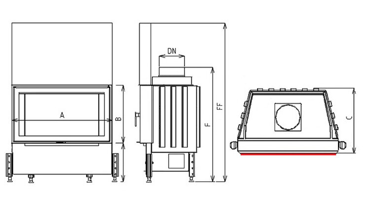 Kobok Kazeta L VD 670/510 , 6 kW rovné dvierka- výsuvné.