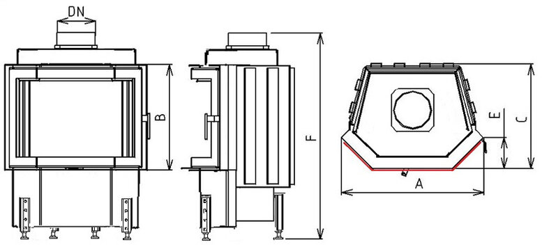 Kobok Kazeta P LD 780/570, 7 kW prizmatické dvierka- otváranie do strany.